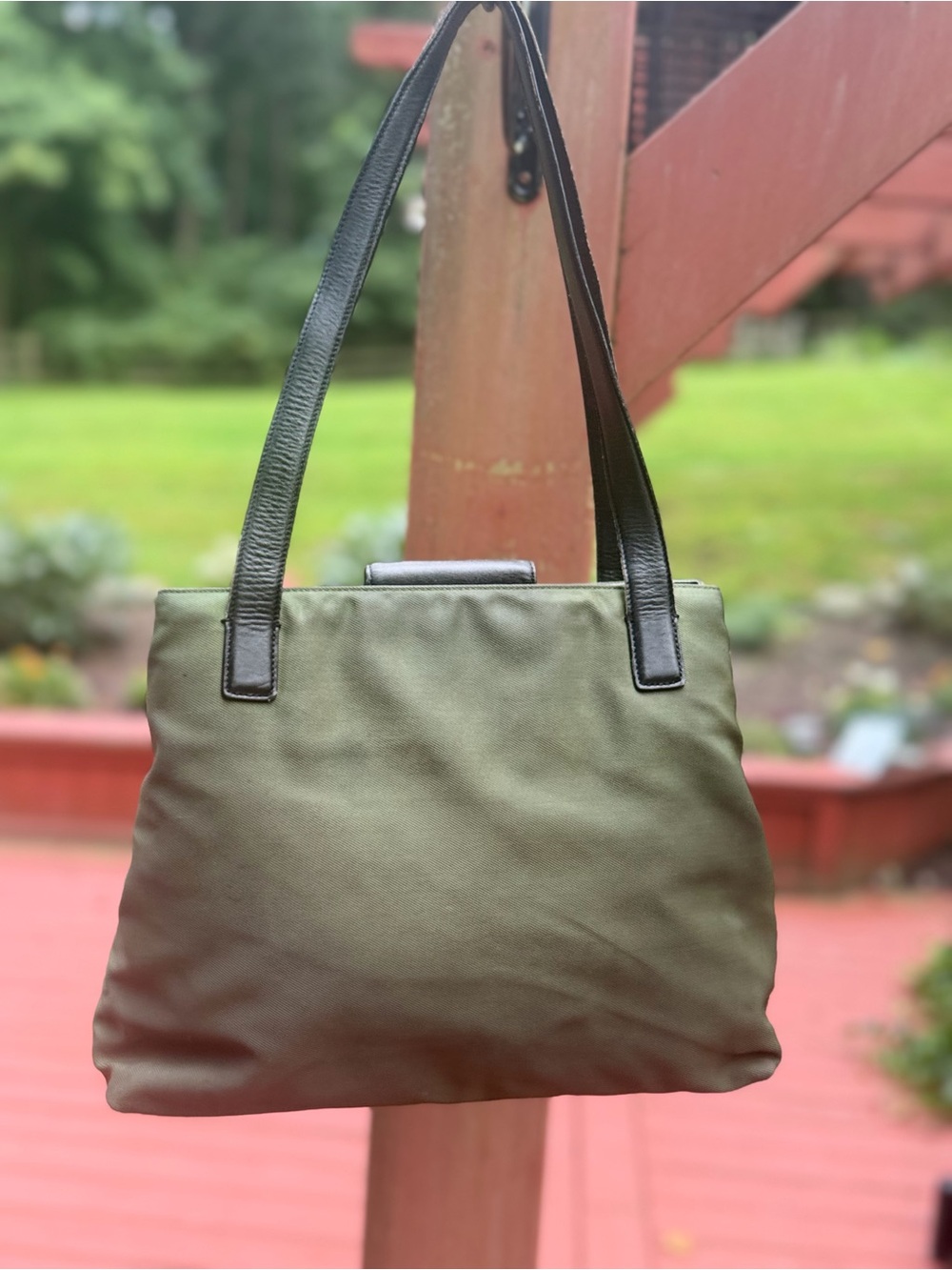 Coach RARE Y2K Vintage Olive Green Mercer Satchel Nylon Navy Leather Trim 27 yrs